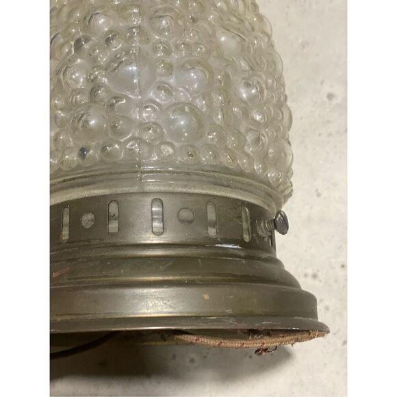 Antique Clear Glass Globe MCM Bubble Light Fixture Hobnail Acorn Flush Mount - Picture 4 of 6